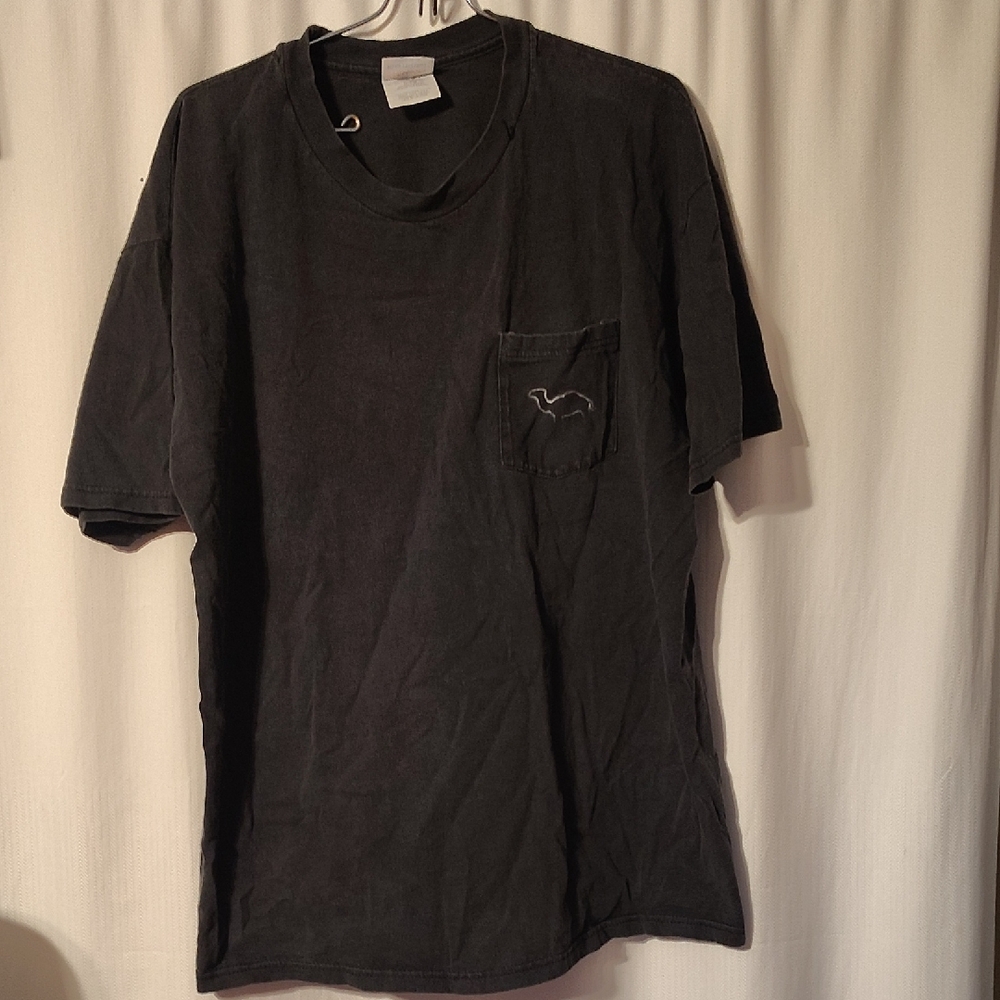 Hanes Black Short Sleeve Tee with Pocket Camel